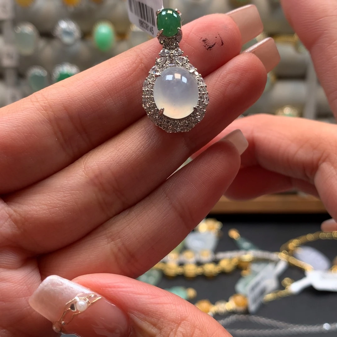 银S925镶嵌戒指翡翠吊坠