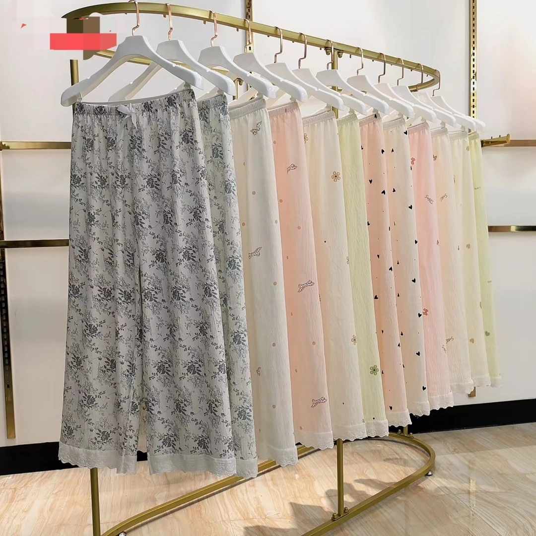 遛弯裤小个子碎花趣味印花春秋ins韩系少女甜美宿舍宽松家居睡裤