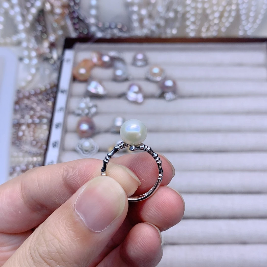 【闪购商品】银S925镶嵌戒指淡水珍珠