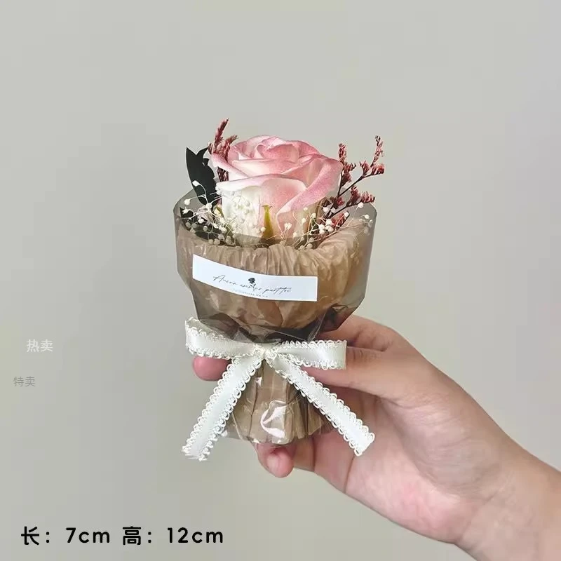 迷你口袋见面小花束玫瑰向日葵永生花仿真花伴手礼盒生日小礼品