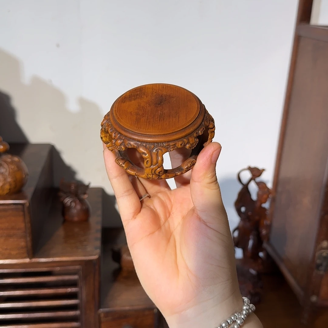 清***荷木复古装饰摆件底座6/4.5厘米