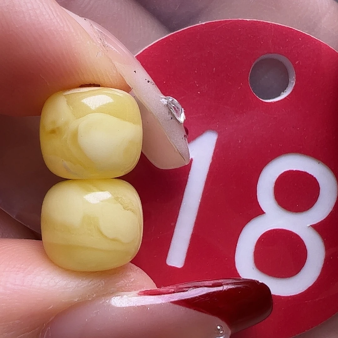 蜜蜡未镶嵌珠宝奇石微花粉9mm老型