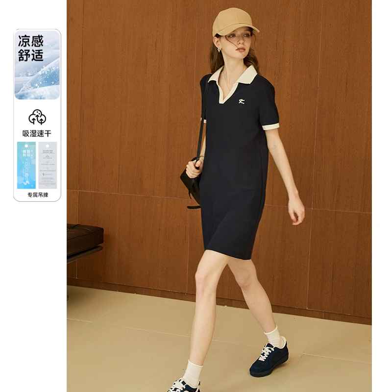【凉感科技】库恩玛维轻运动polo连衣裙女2025年夏新款短袖A字裙