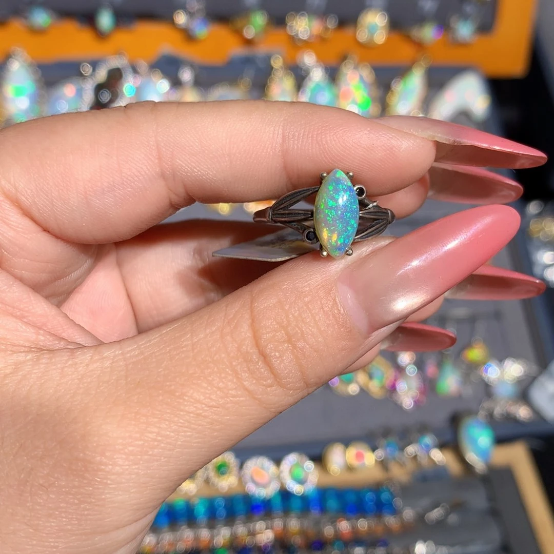 银S925镶嵌欧泊欧泊戒指l