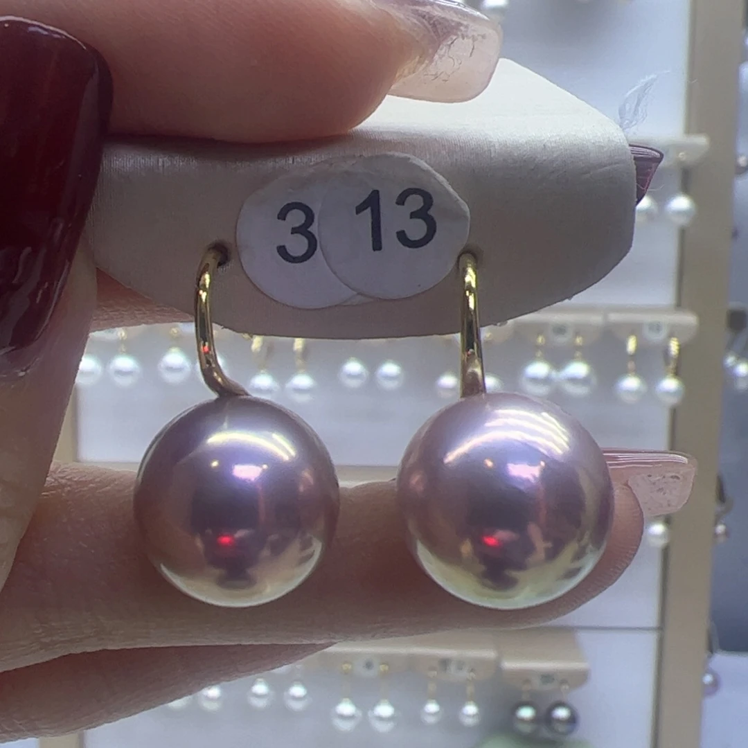 淡水珍珠耳饰18K金镶嵌