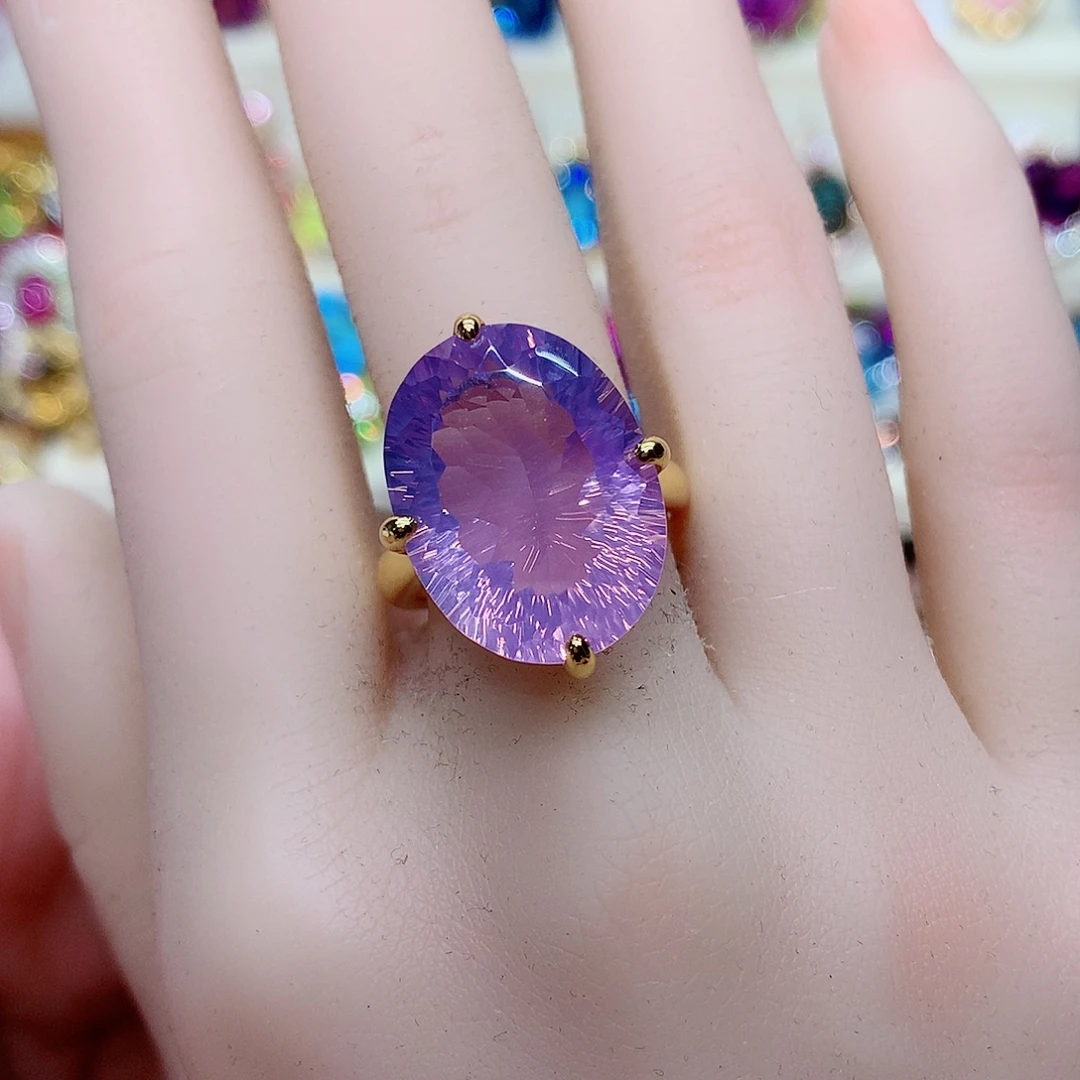 银S925镶嵌戒指水晶