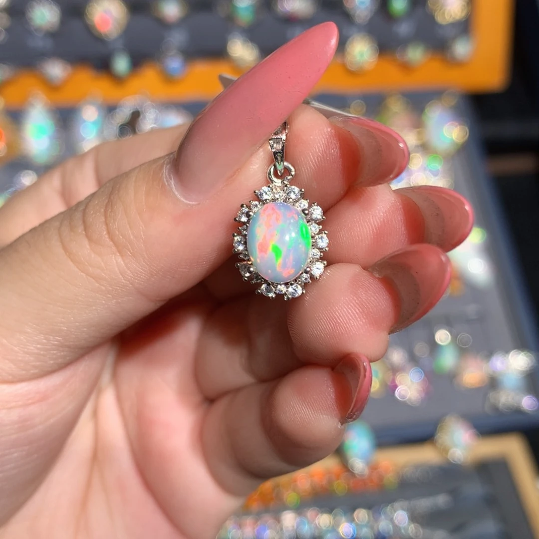 银S925镶嵌欧泊欧泊吊坠l