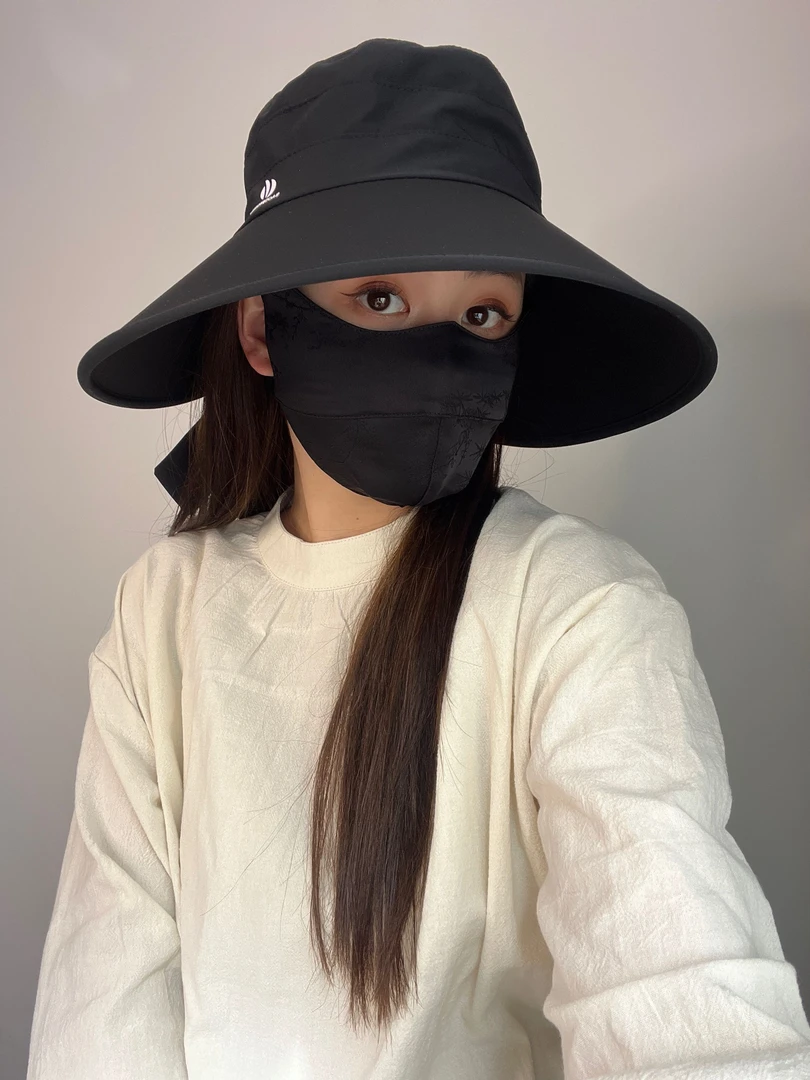 帽子女防晒防紫外线大头夏季可扎马尾防晒帽大檐显脸小骑车帽