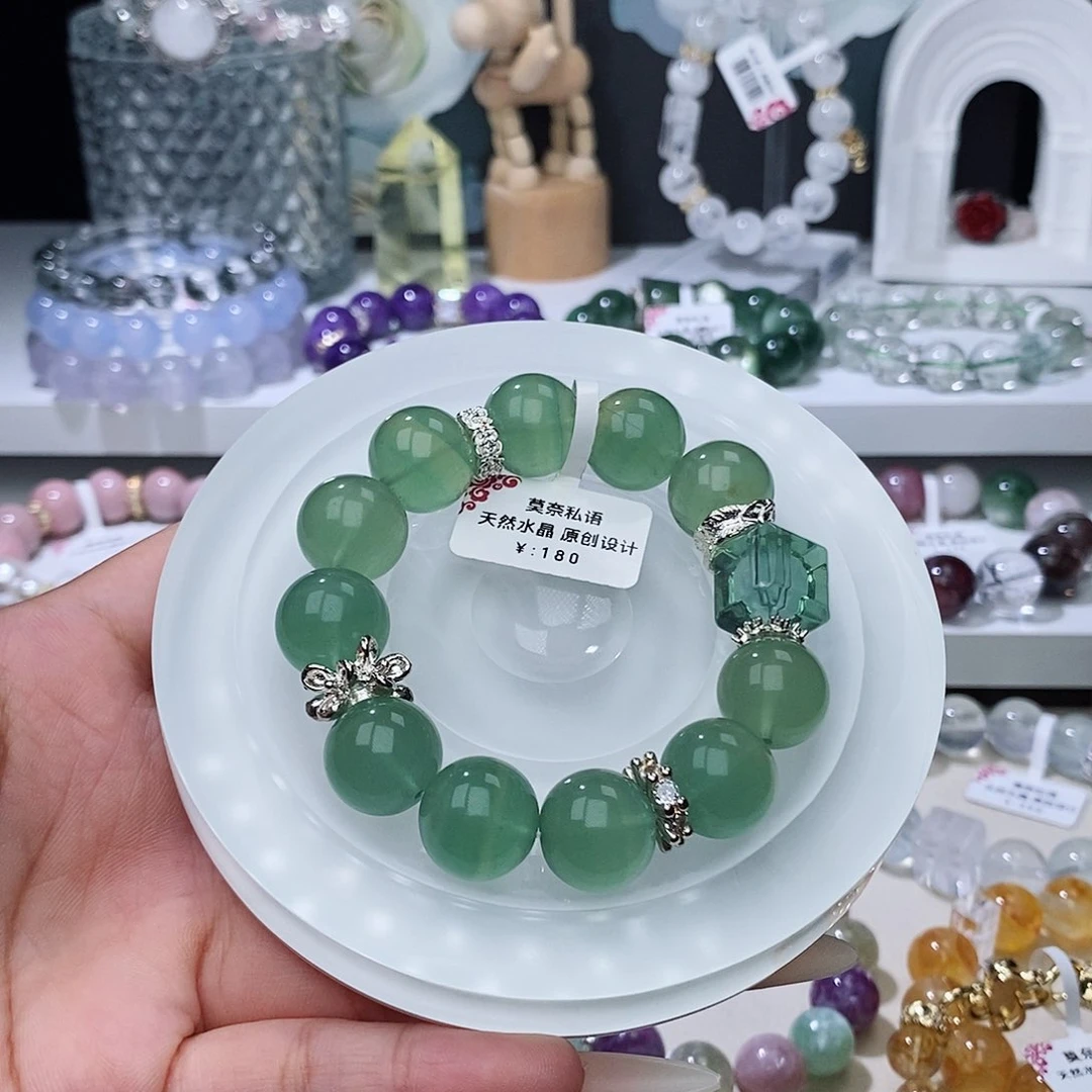 水晶手链未镶嵌苹果绿萤石