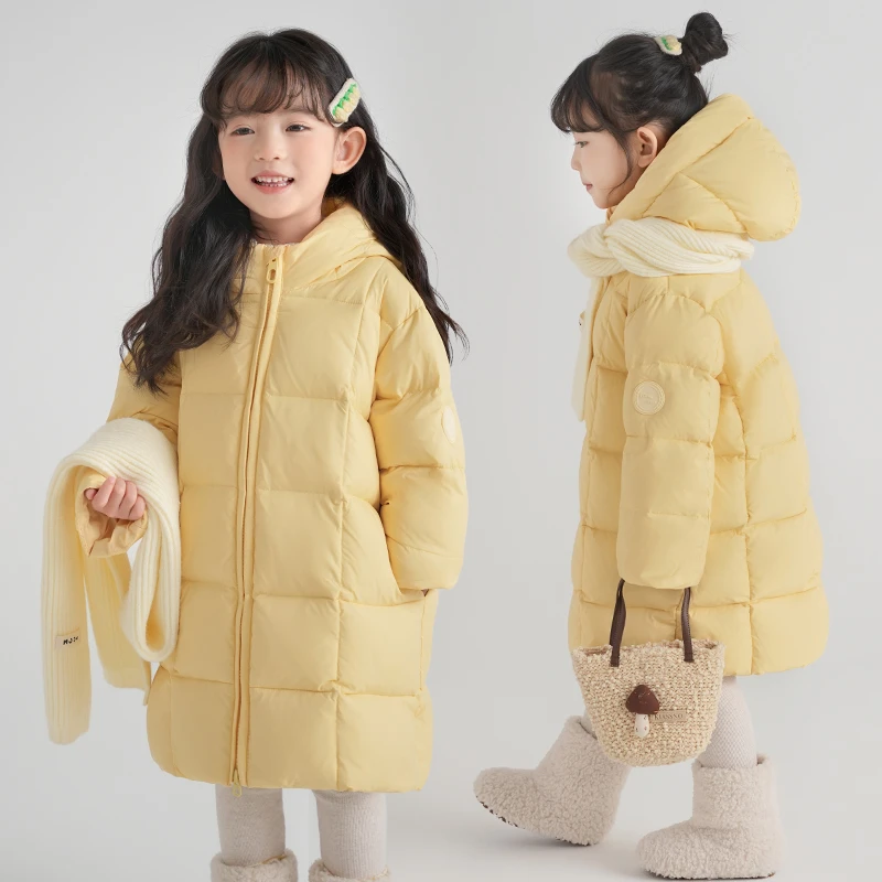 新国标白鸭绒儿童羽绒服2025冬装新款男女宝宝中长款洋气加厚外套