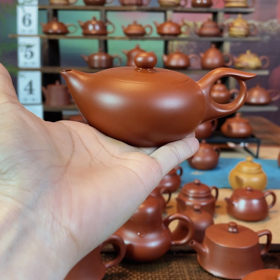 茶壶紫砂z*y潮州手工手拉朱泥凤鸣壶