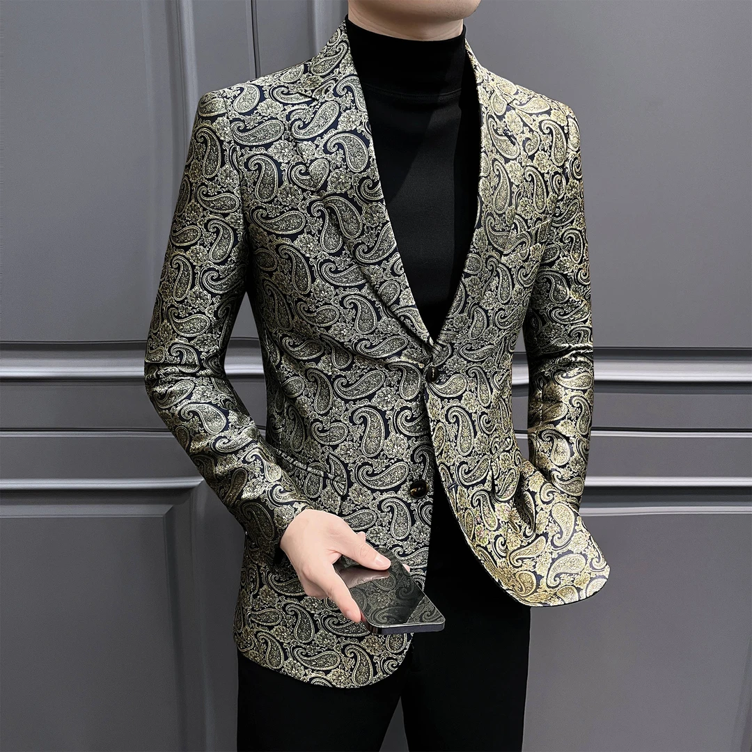 腰果花西装外套男款爆款2025新款网红痞帅高级感男装休闲男士西服