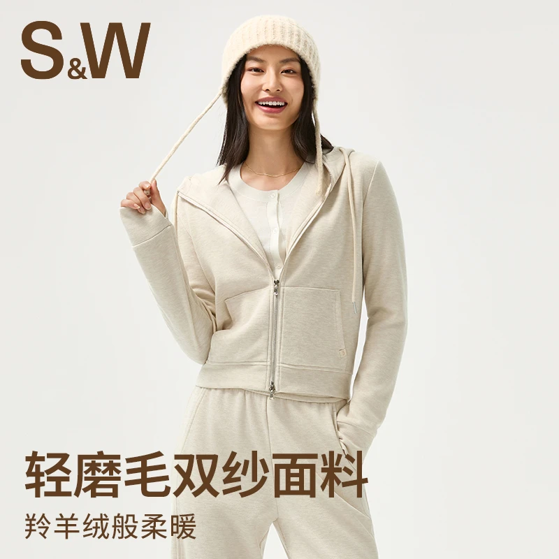 【年终狂欢】SW速惟绒感运动连帽户外休闲秋冬保暖套装 1443+6389