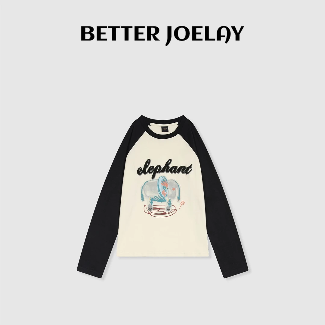 BETTER JOELAY-【陌上花开来】时尚百搭长袖T恤休闲风KH1813