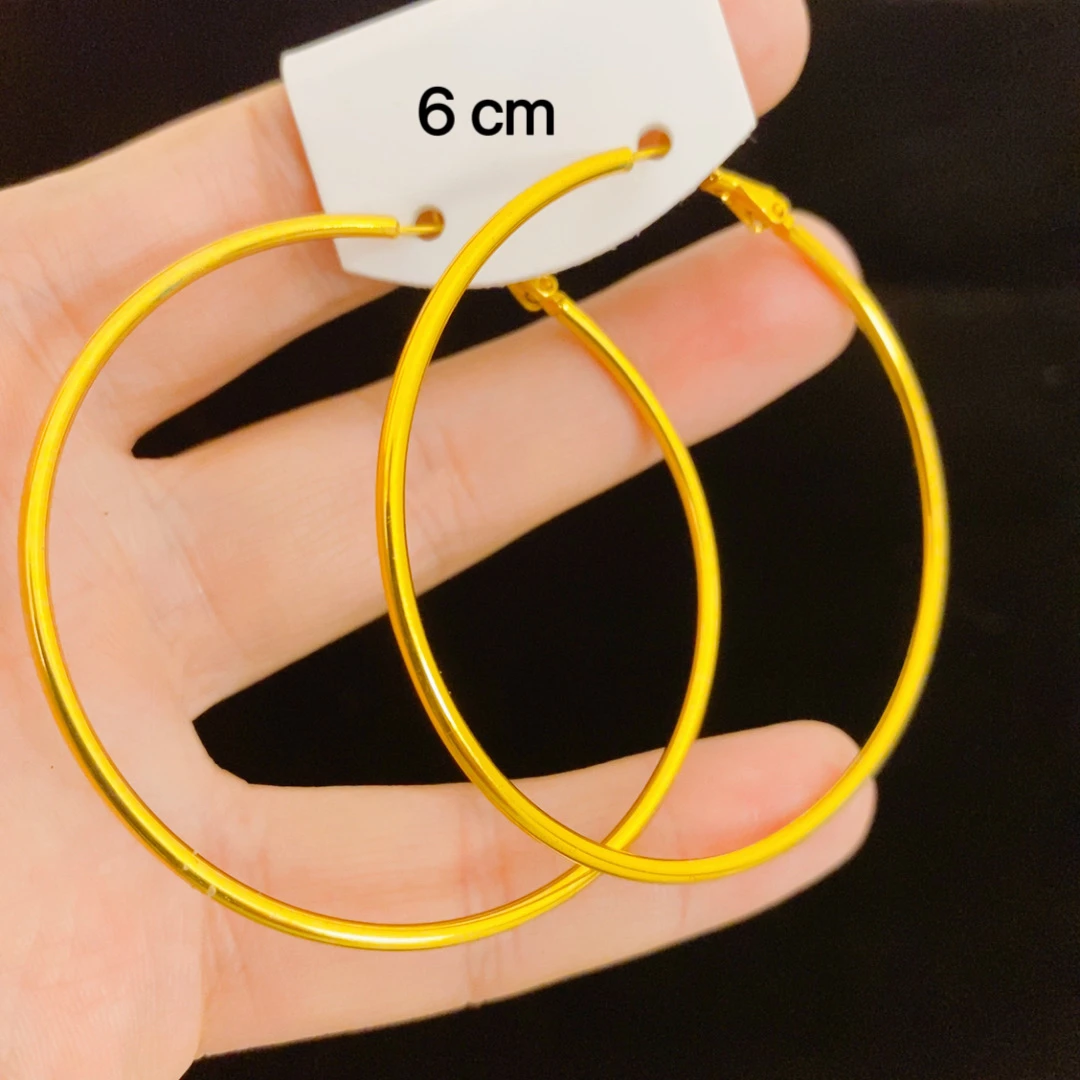 铜合金耳饰 【超大号6cm光面】轻奢耳环百搭古风气质金色耳饰