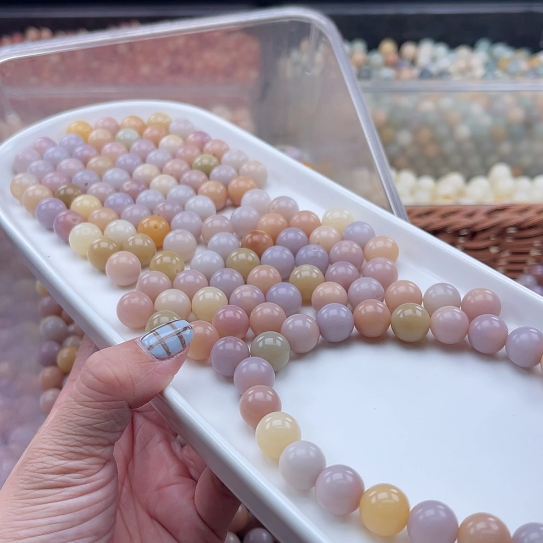 白玉菩提吊坠Wc/12mm/55颗粉紫