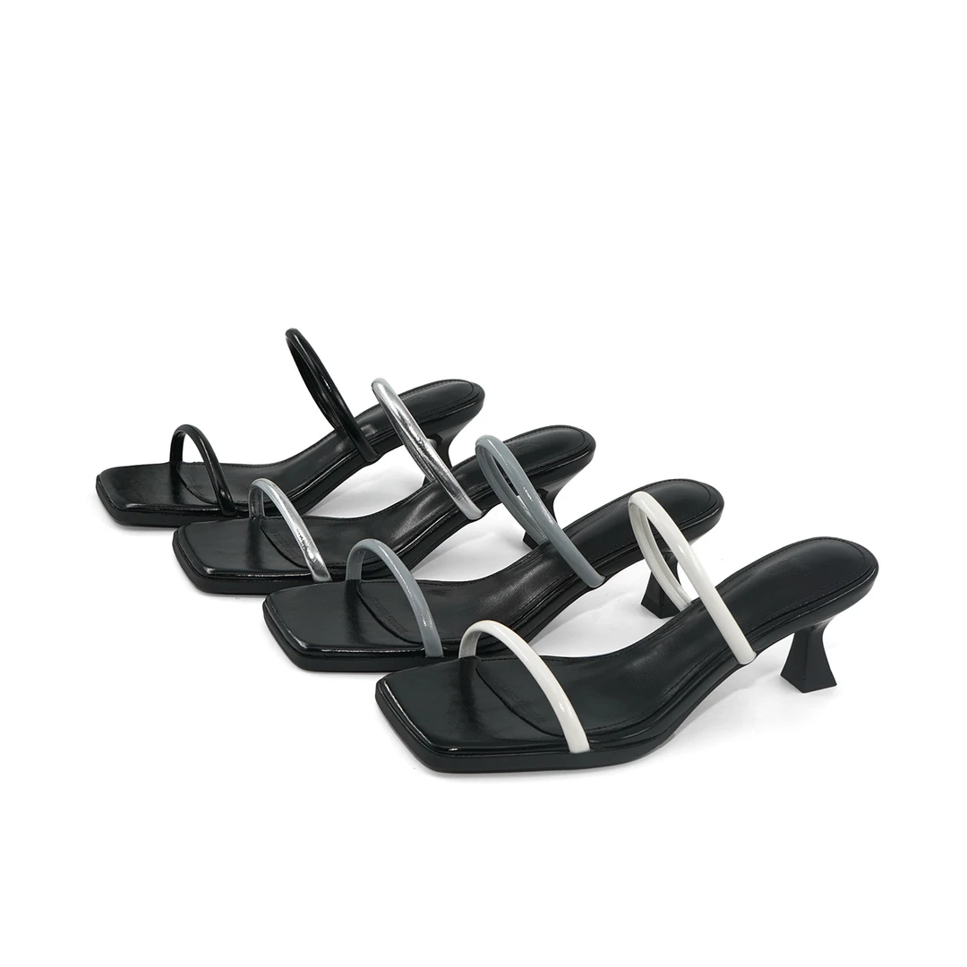 方头简约一字带气质百搭凉鞋D7315626