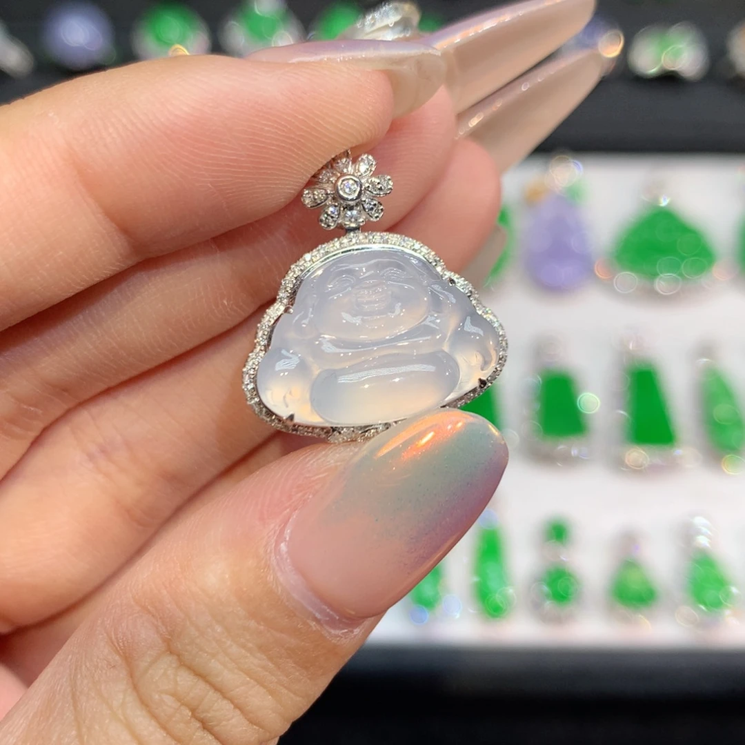 翡翠18K金镶嵌吊坠(不含链)