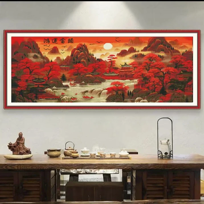 纯手工绣好的十字绣成品鸿运当头90103客厅装饰挂画