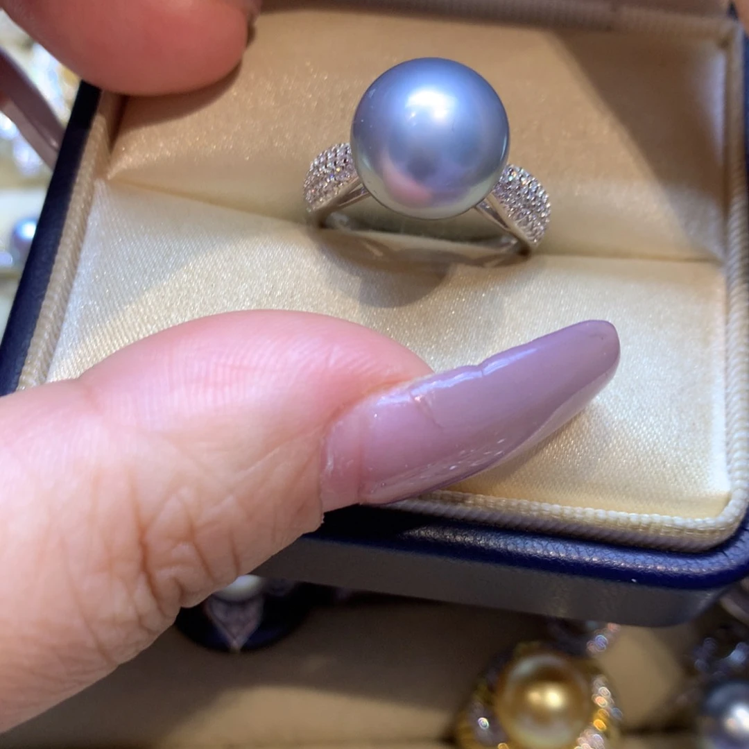 银S925镶嵌戒指海水珍珠