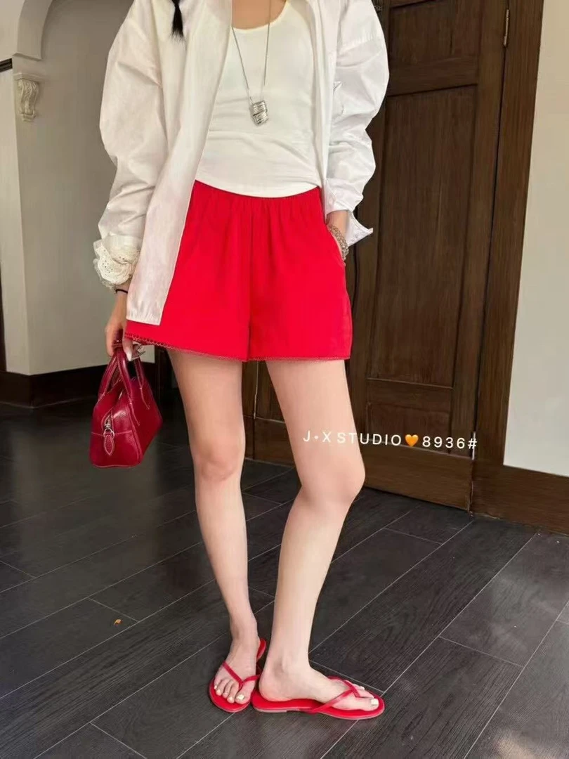 8936纯色短裤A字裤运动百搭INS风简约原宿风薄款慵懒风