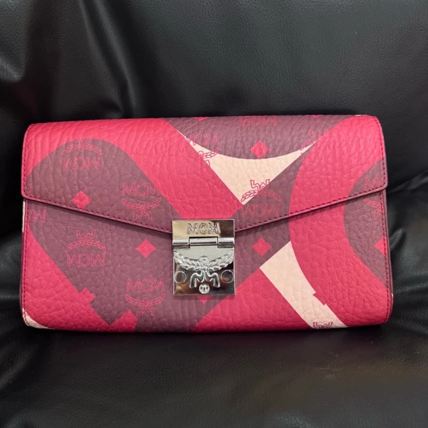 99新 MCM 大麦中古/mcm彩绘红色链条包/斜挎包