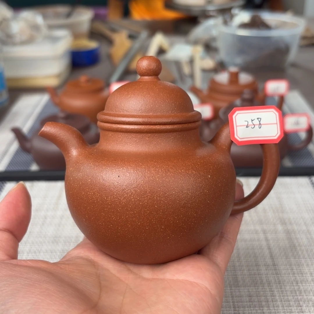 紫砂茶壶特价半手工红降坡掇球壶210cc