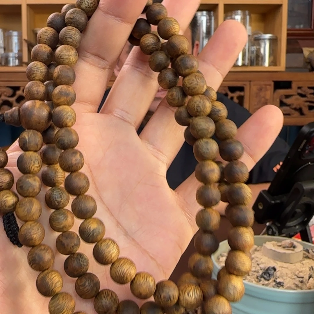 沉香手串奇楠一代苗白棋0.9，33.8克