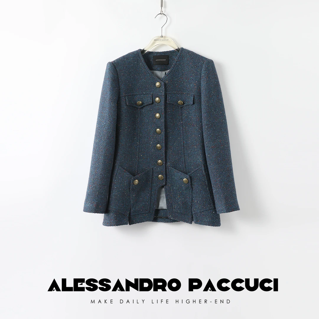 AP洛哥24404X【黑标系列】重工绝美羊毛花纱 桑蚕丝香风粗呢