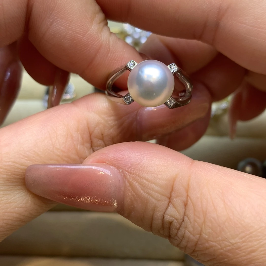 银S925镶嵌戒指海水珍珠