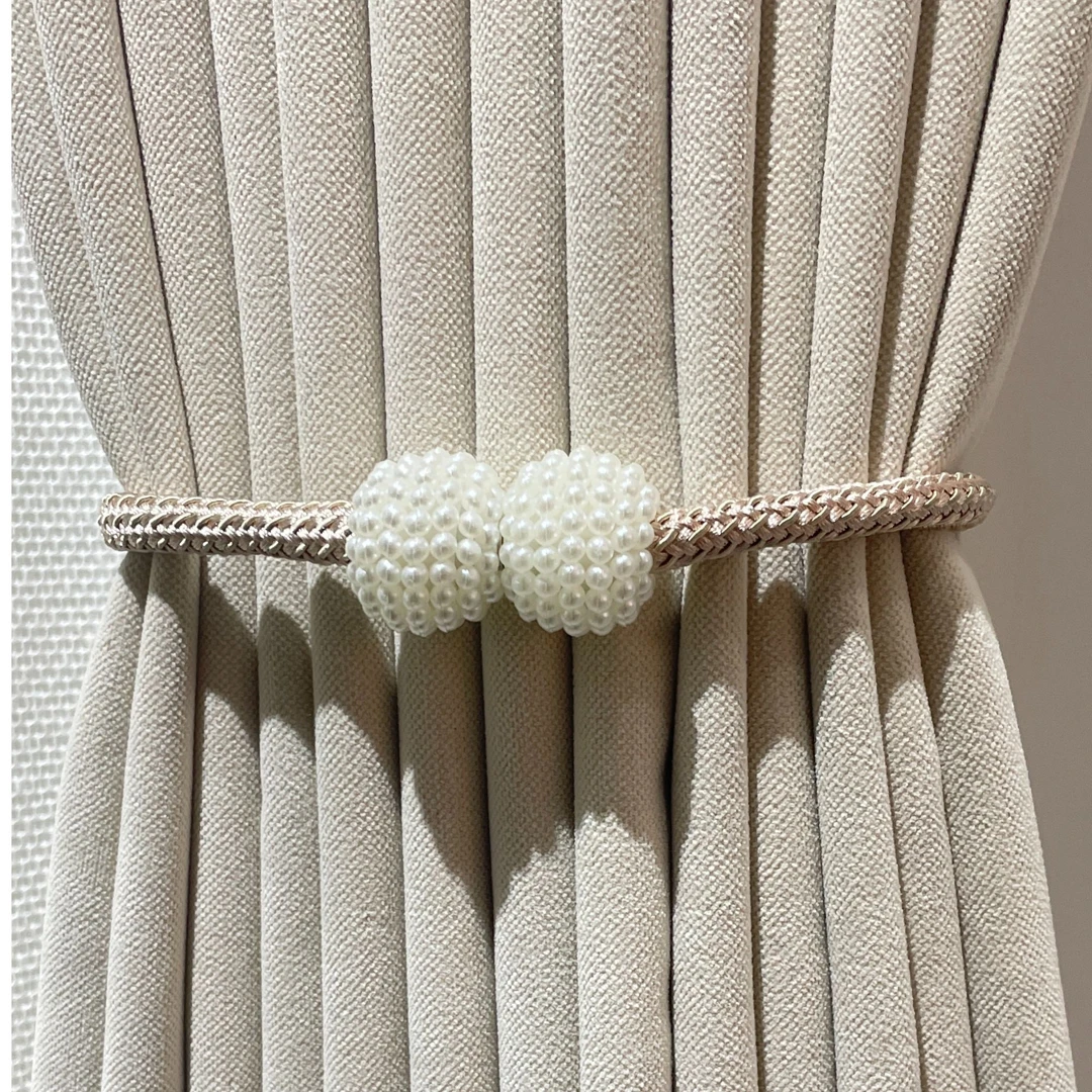窗帘绑带绑绳绑球珍珠球卡扣绑球窗帘装饰绑扣绳子挂球绑球扎带扣