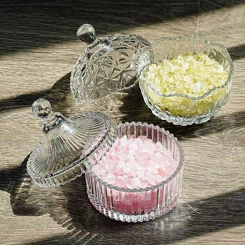 玻璃碗创意婚庆水晶喜糖缸 透明水晶消磁玻璃碗储物缸摆件