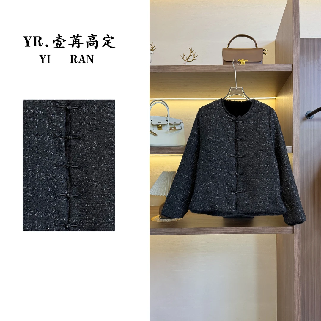 壹苒原创【小香风】中式设计师高端貂毛气质宽松外套 YC8578