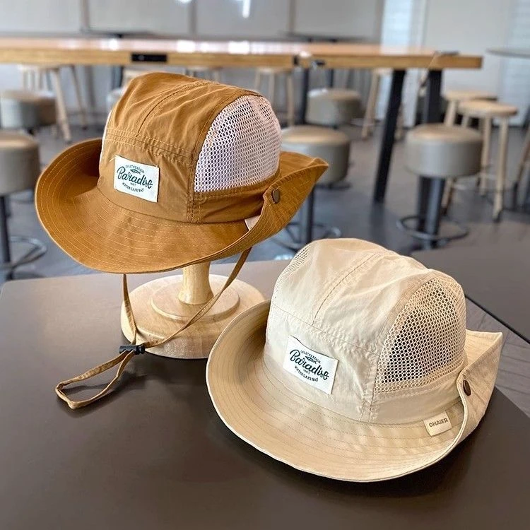 儿童帽子夏季网眼登山帽男童薄款大檐户外遮阳防晒速干太阳渔夫帽