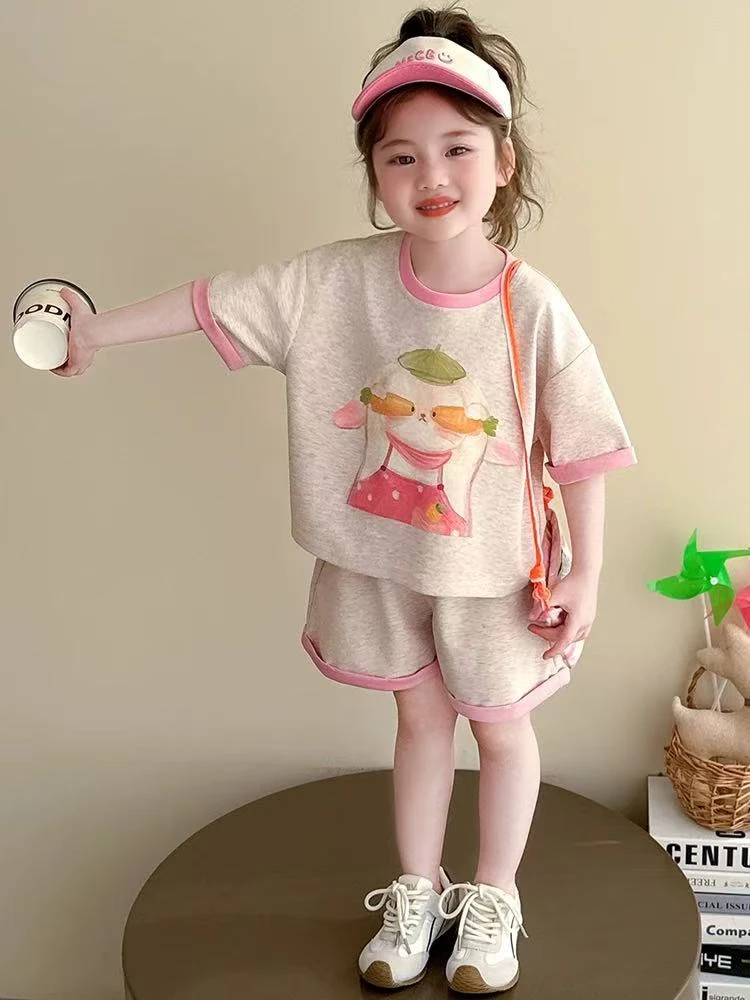女童套装2025夏季新款儿童夏款薄款洋气两件套女孩夏装时髦衣服潮