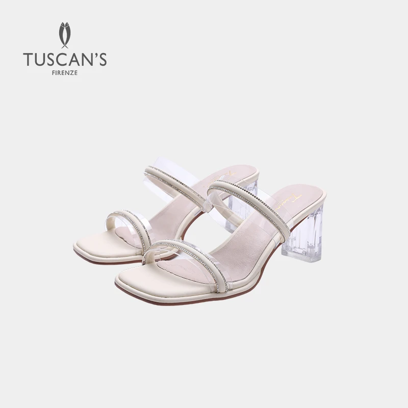 TUSCANS女外穿轻奢圆头仙女风方头凉鞋女鞋低跟