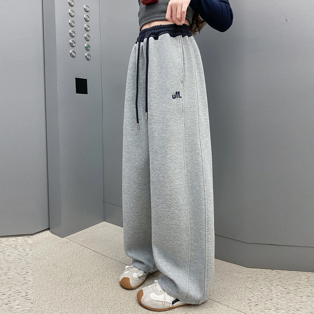 儿童秋装2025新款大女童装灰色裤子春秋款运动卫裤秋季阔腿直筒裤