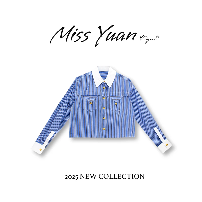 M.Y媛总 2025春季款衬衫小众名媛风设计轻奢休闲条纹上衣1LY1033