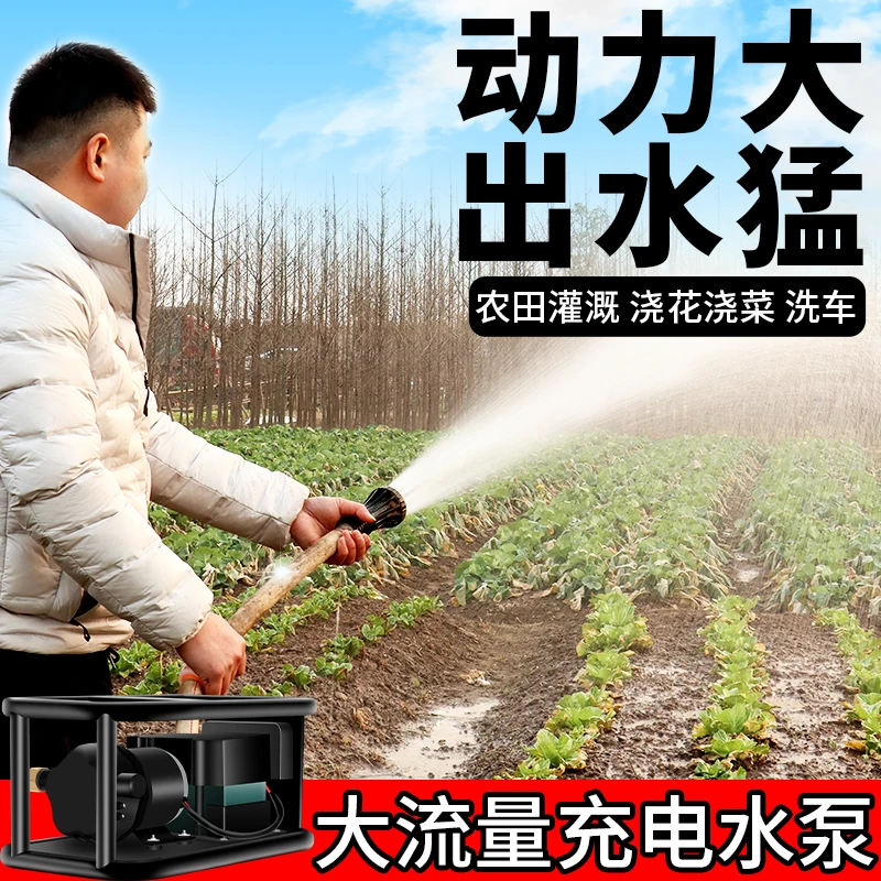 自吸抽水机充电水泵农用灌溉机强劲浇水户外大功率锂电淋菜 5米吸