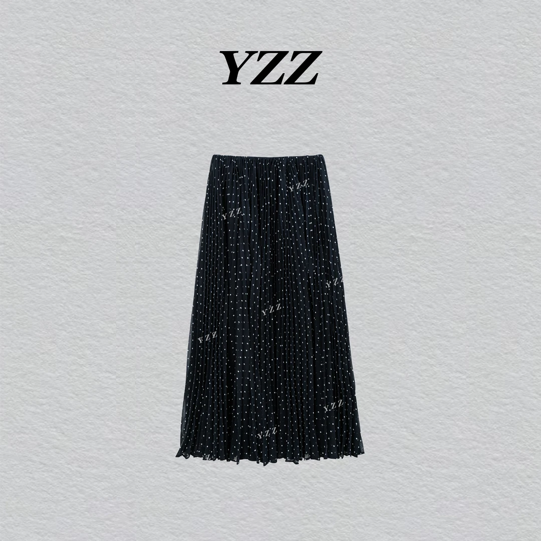 YZZ “点点裙”设计感波点褶皱百搭通勤风高腰显瘦半身裙 811072