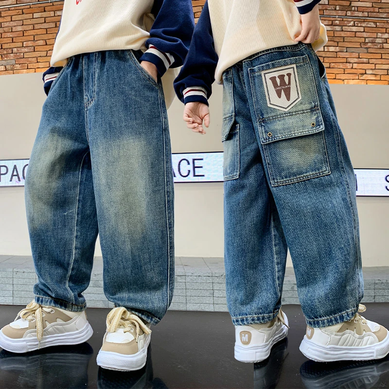 男童春秋季牛仔裤6-12岁中大童休闲帅气秋装长裤儿童裤子男孩潮流