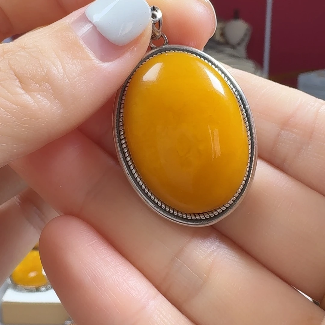 蜜蜡银S925镶嵌吊坠(不含链)吊坠