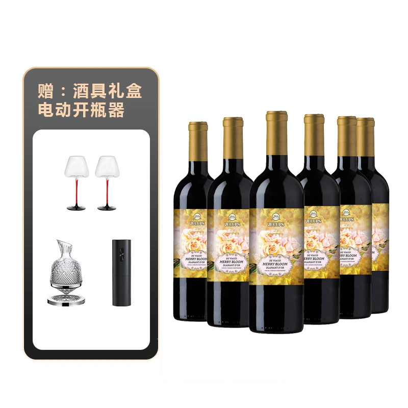 法国原瓶进口雷沃花境金钻干红葡萄酒750ml*6