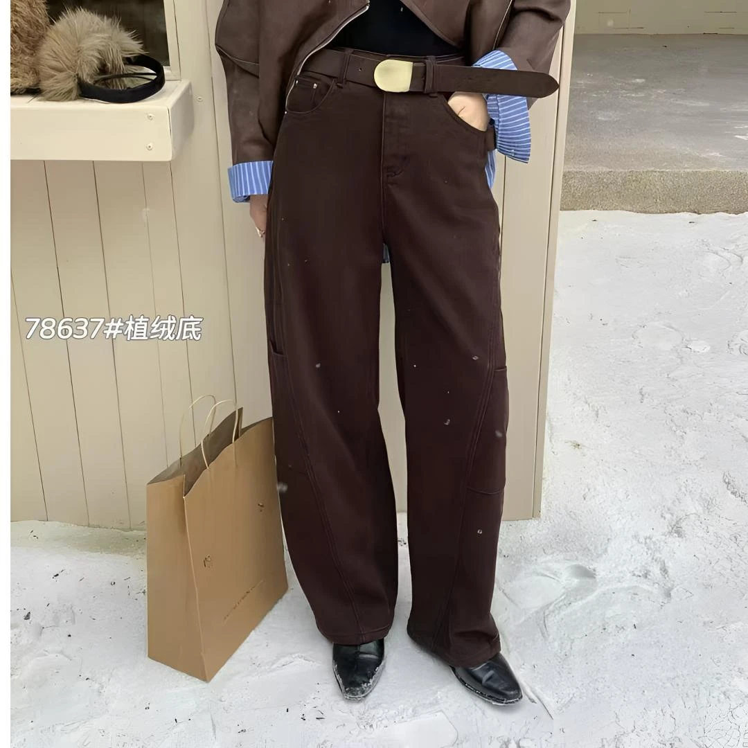 78637女装加厚牛仔弯刀工装裤XL（裤长104-106）