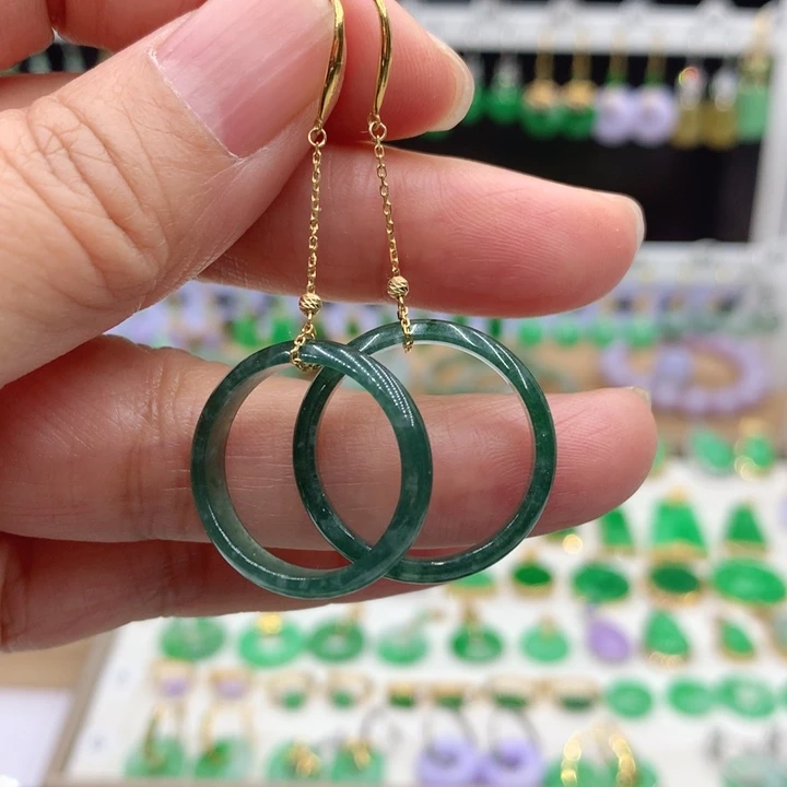 翡翠18K金镶嵌耳饰