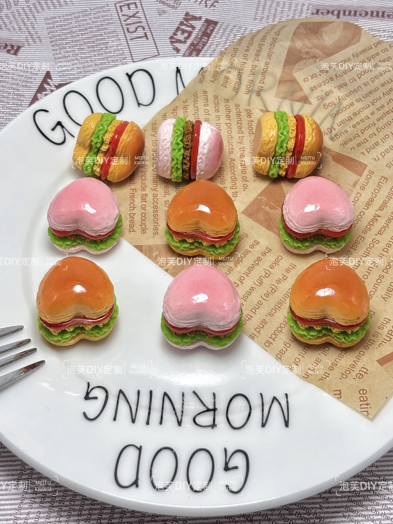 【泡芙定制-爱心汉堡】diy树脂食玩