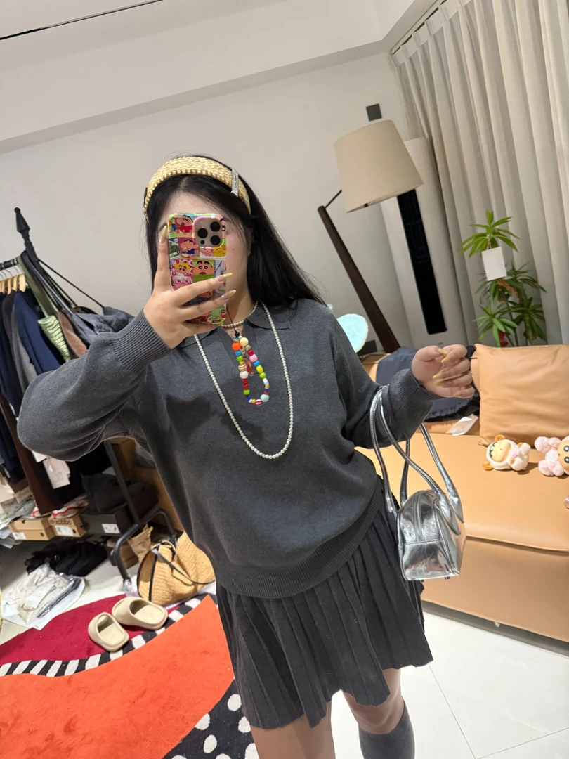 阿毛家大码早秋羊毛针织套装四色韩系甜美学院风