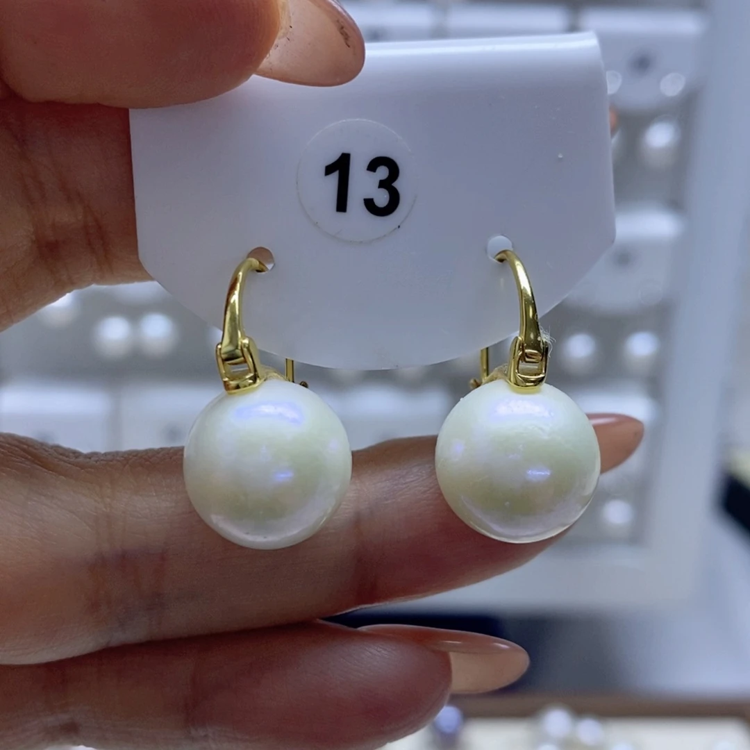 淡水珍珠耳饰银S925镶嵌蓝*蓝