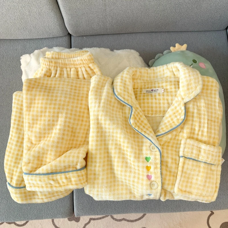 【捡漏清仓】多巴胺格子睡衣女加绒加厚保暖搭子长袖家居服可外穿