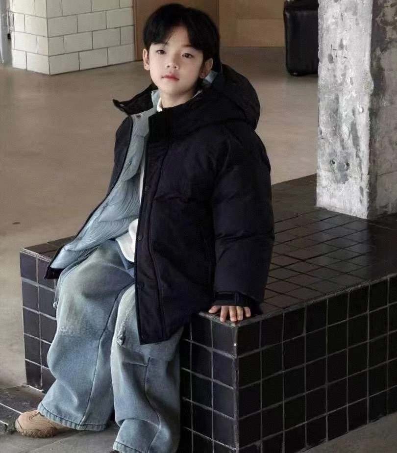 儿童冬装韩范舒适洋气连帽加厚保暖棉衣中大童棉服外套  88067